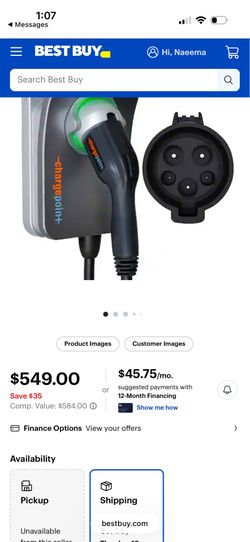 Charge Point - Home Flex J1772 Level 2 Hardwired Electric Vehicle (EV) Charger – up to 80A – 23’ - Gray
