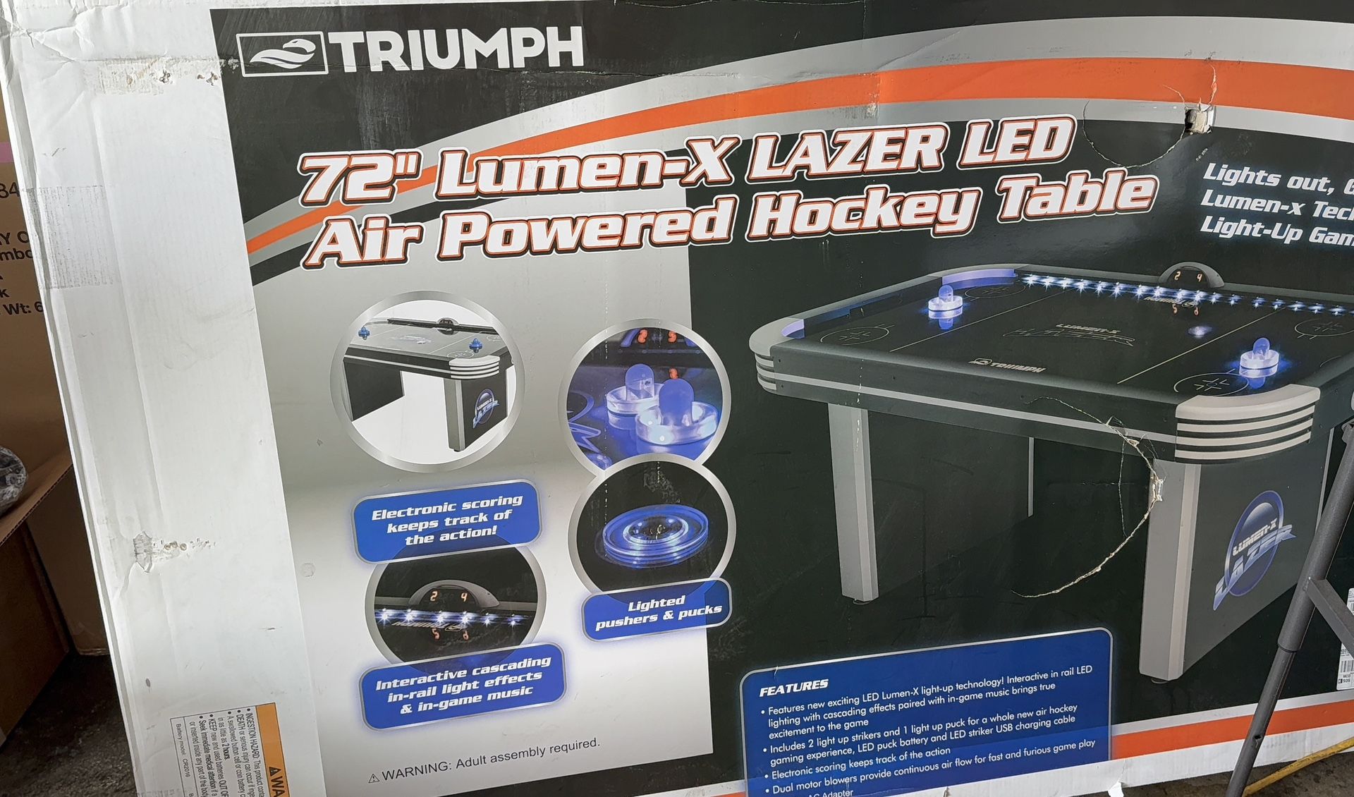 Triumph Lazer Air Hockey Table w/ LED Lighting — Brand New