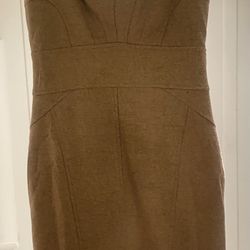 DIANEVOs FURSTENBERG gold midi pencil dress with zipper back