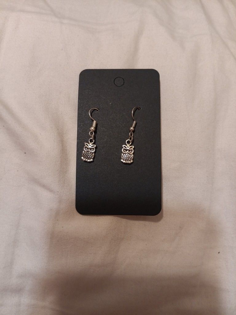 Silver Owl Earrings