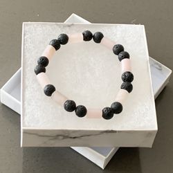 Rose Quartz & Lava Stone Bracelet 