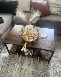 Rustic Wood and Metal Coffee Table