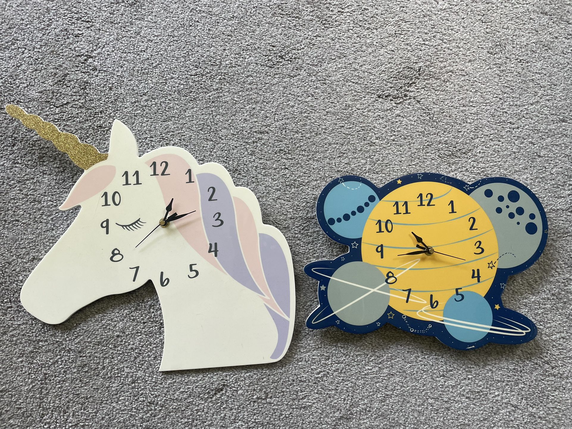 Unicorn And Planet Wall Clocks