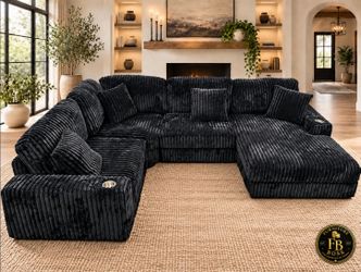 Black Sectional with large chaise
