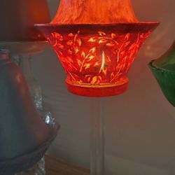 Hand Painted Vintage Glass Tea Light Holder