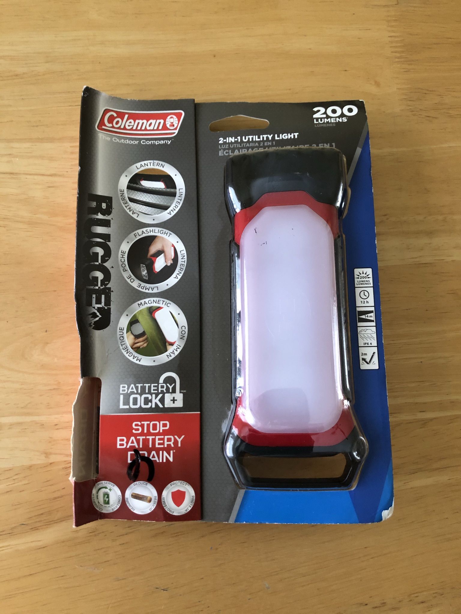 Coleman 2-in-1 Utility Light Lantern Torch Flashlight 200Lm Magnetic + Batteries