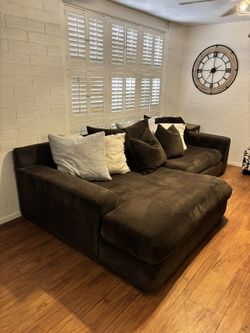 Mocha brown 120” Modular 2 Piece Sectional with Left Arm Facing Chaise