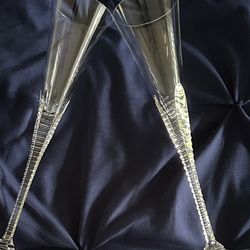 2 MIKASA Lead Crystal Champagne Flutes