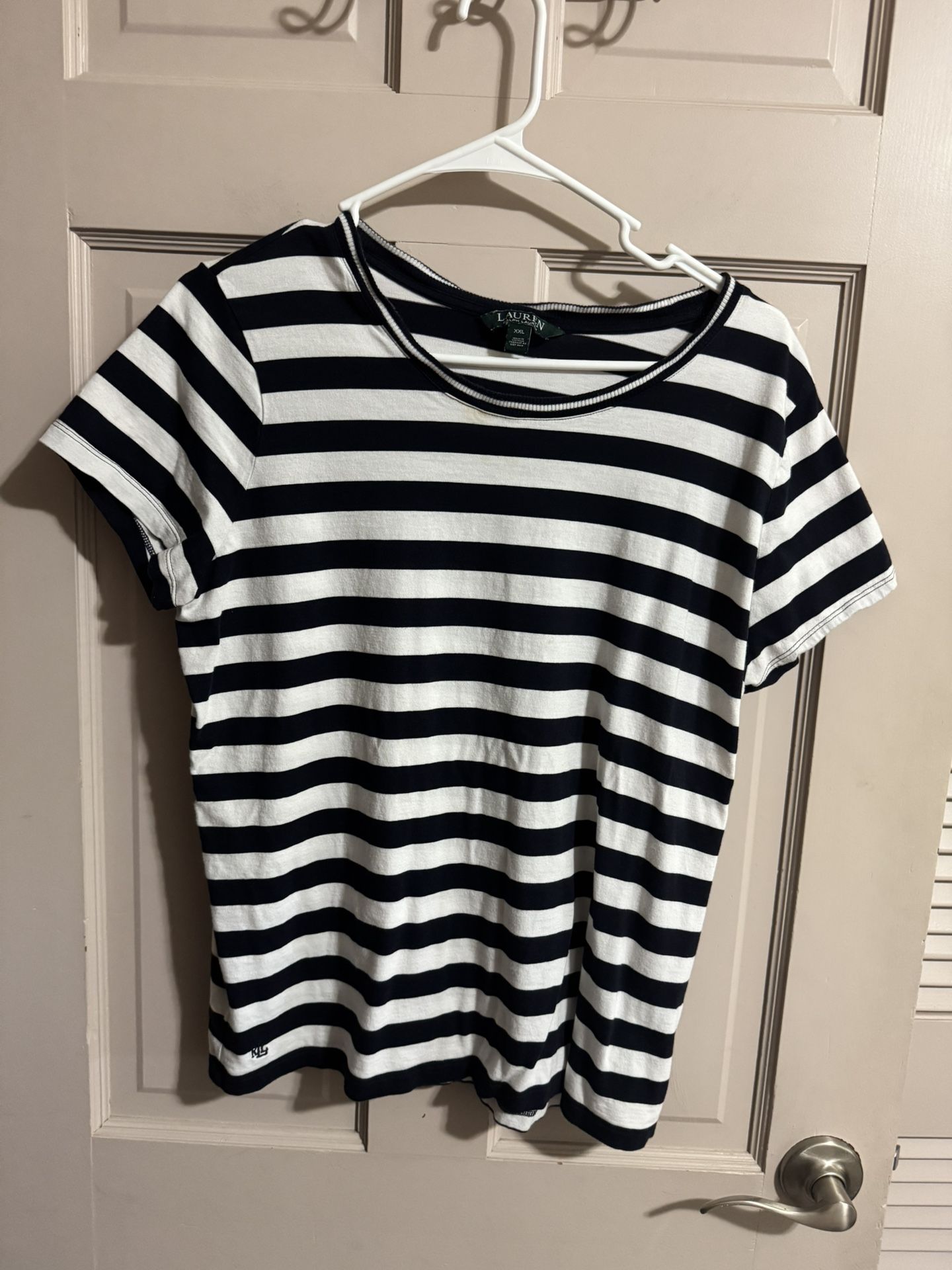 Womens Lauren Ralph Lauren RLL Striped Short Sleeve T-shirt Size XXL