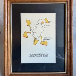 Vintage Wood Framed Genuine Duck Tales “Seducktion” Signed By John Baron