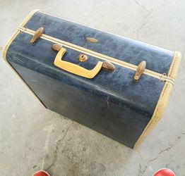 Vintage 1950s Blue Samsonite Suitecase Hard Case Luggage