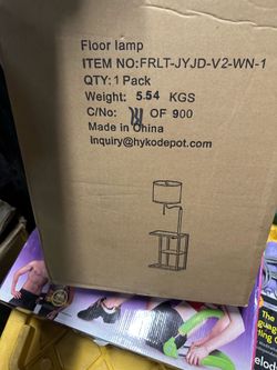 [363].   Floor Lamp with Table and Shelves, Side Table with USB Charging Port and Outlet, Modern Bedside Nightstand End Table with Lamp for Living Roo
