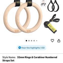 GHB Gymnastic Rings Wooden Gym Rings 1.25