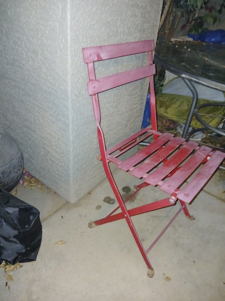 Red Metal Steel Framed Folding Chair