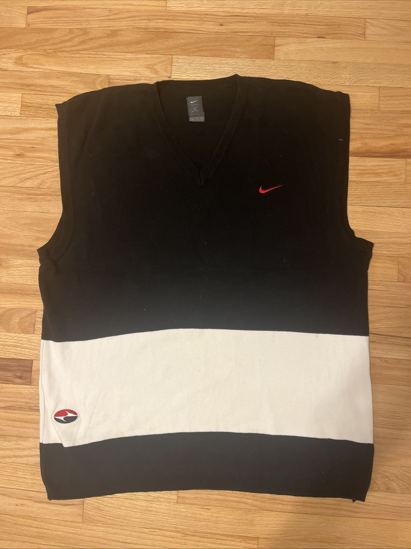 Vintage Nike Tiger Woods Slam Yin Yang Logo Black Golf Sweater Vest Men\'s XXL