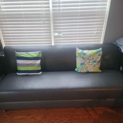 3 PC Gray Leather Sofa,  Loveseat, and Ottoman
