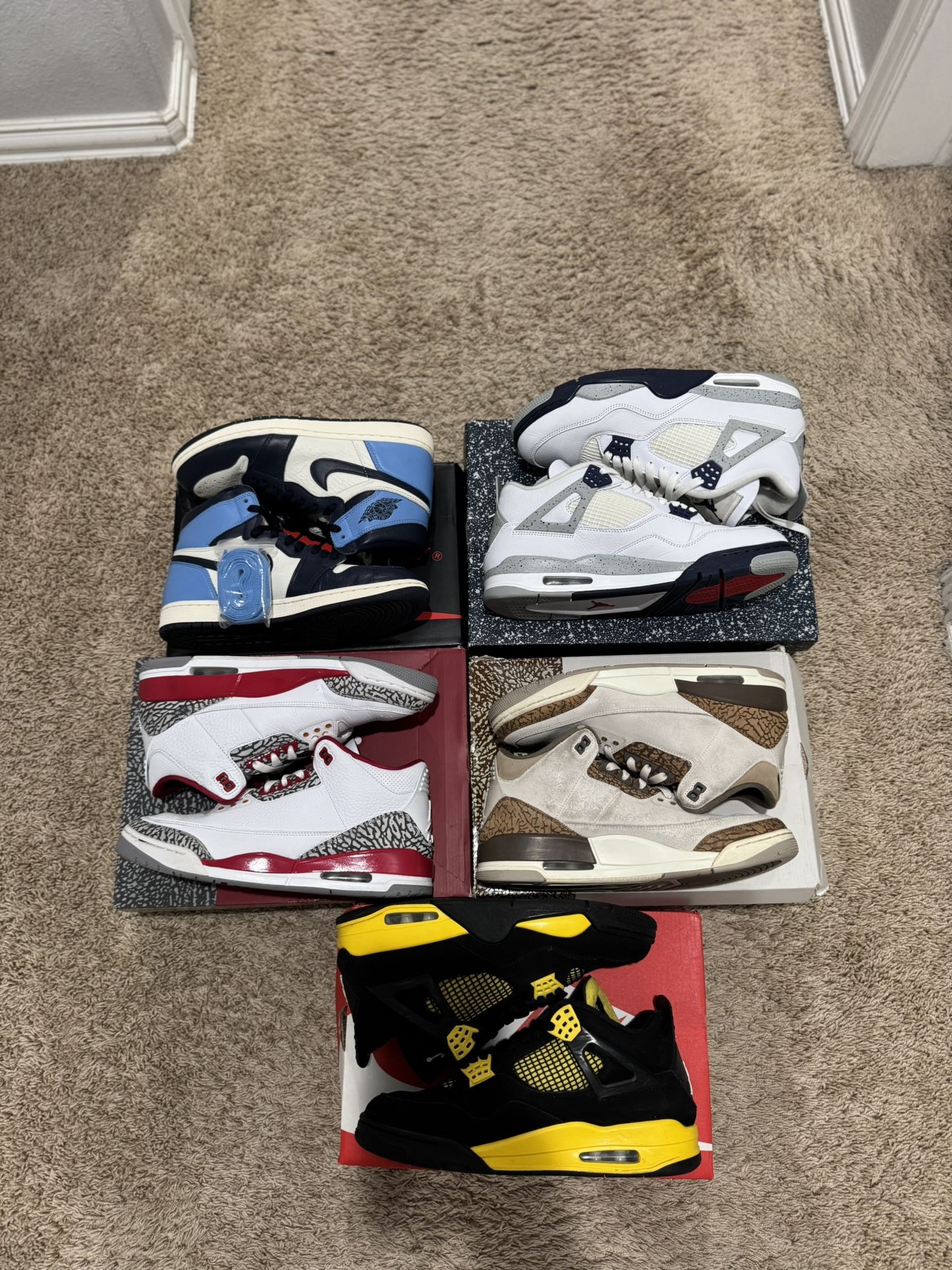 Shoe bundle!! Jordan 4’s, Jordan 3, and Jordan 1