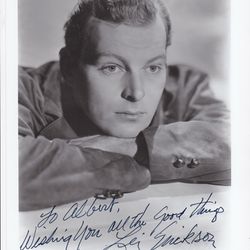 Handsome Young LEIF ERICKSON Signed / Autographed Photo 8x10 