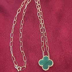 Malachite Necklace With Chain Au750