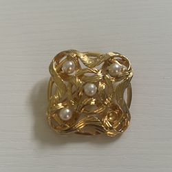 Vintage gold tone woven brooch