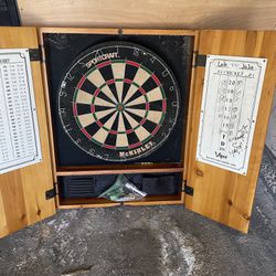 Dart Board And Cabinet