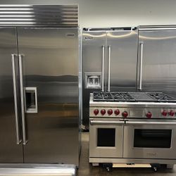 Sub Zero 48”Wide Built In Refrigerator And Wolf 48”Wide Dual Fuel Range Stove 