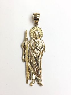 San Judas religious pendant 14K FINE JEWELRY REAL GOLD.
