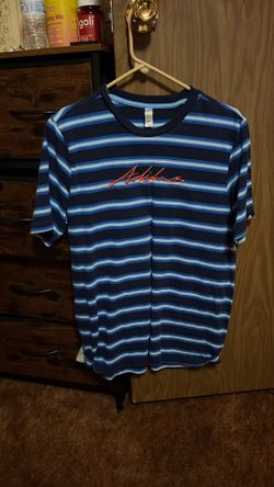 large Adidas blue striped T-shirt