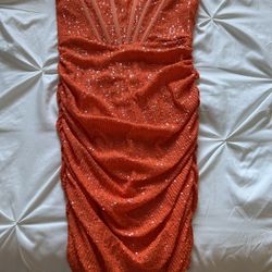 Orange Sequin Dress - Fashion Nova Medium Great Condition!!!