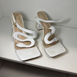 White/Clear Ankle Strap Heel 