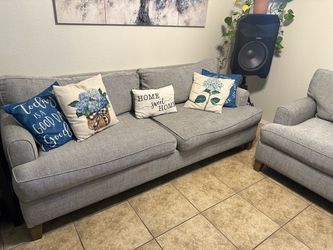 Gray Fabric Sofa and Armchair Set