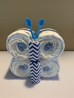 Butterfly Diaper Cake - Blue