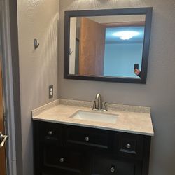 Bathroom Cabinet With Sink, Mirror And Faucet