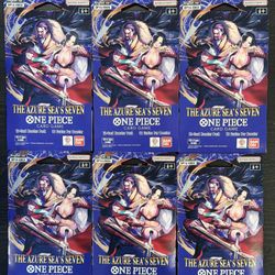 One Piece TCG The Azure Sea's Seven OP-14 Sleeved Booster Pack Lot of 6