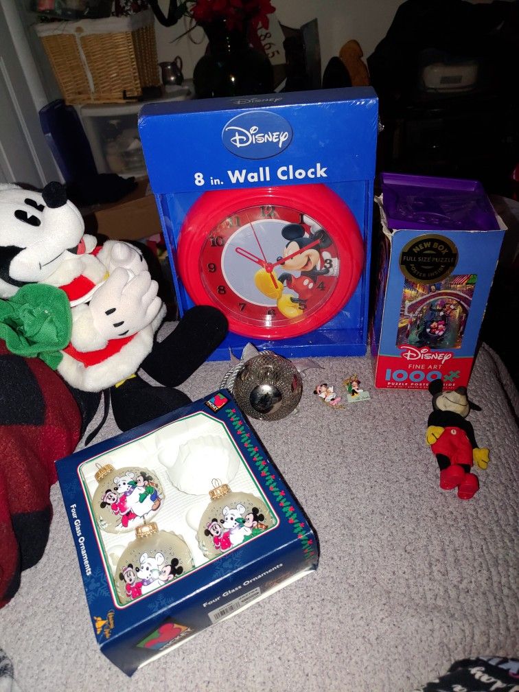 Disney Items New Clock/Ornaments/Puzzle And Mickey