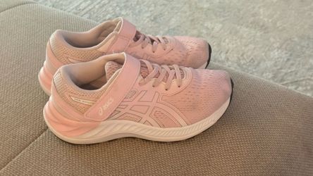 ASICS Pre Excite Girls Pink Running Shoes Kids US 2 EU 33.5 Hook Loop