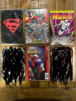 Vintage DC Marvel comic book lot. Spiderman and Superman comics.