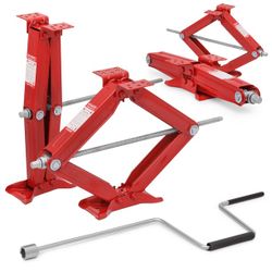 Set of 4 Scissor Jack, 2.5 Ton 5000lbs Heavy Duty Car Jack Tire Repair Tools Kit, RV Trailer Stabilizer Leveling Scissor Jacks with Handle, Red