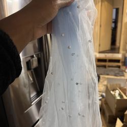 2 Light blue pearl table runners