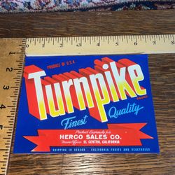 Turnpike Fruits & Vegetables Crate Art Label El Centro Ca. 