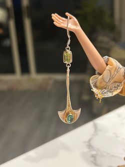 Elegant, green and silver earrings