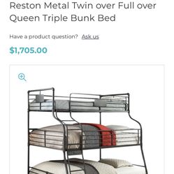 Triple Bunk Bed Metal Frame $500 OBO