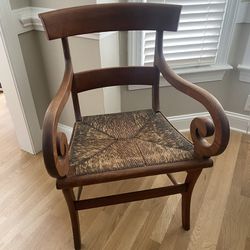 Roll Arm Side Chair with Woven Seat