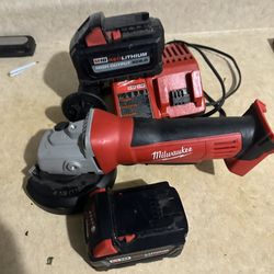 Milwaukee Grinder, 2 batteries, and charger