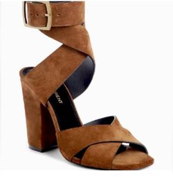 Saint Laurent Oak Suede Buckle Sandals