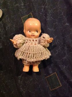 Vintage 6" kewpie doll with crocheted outfit