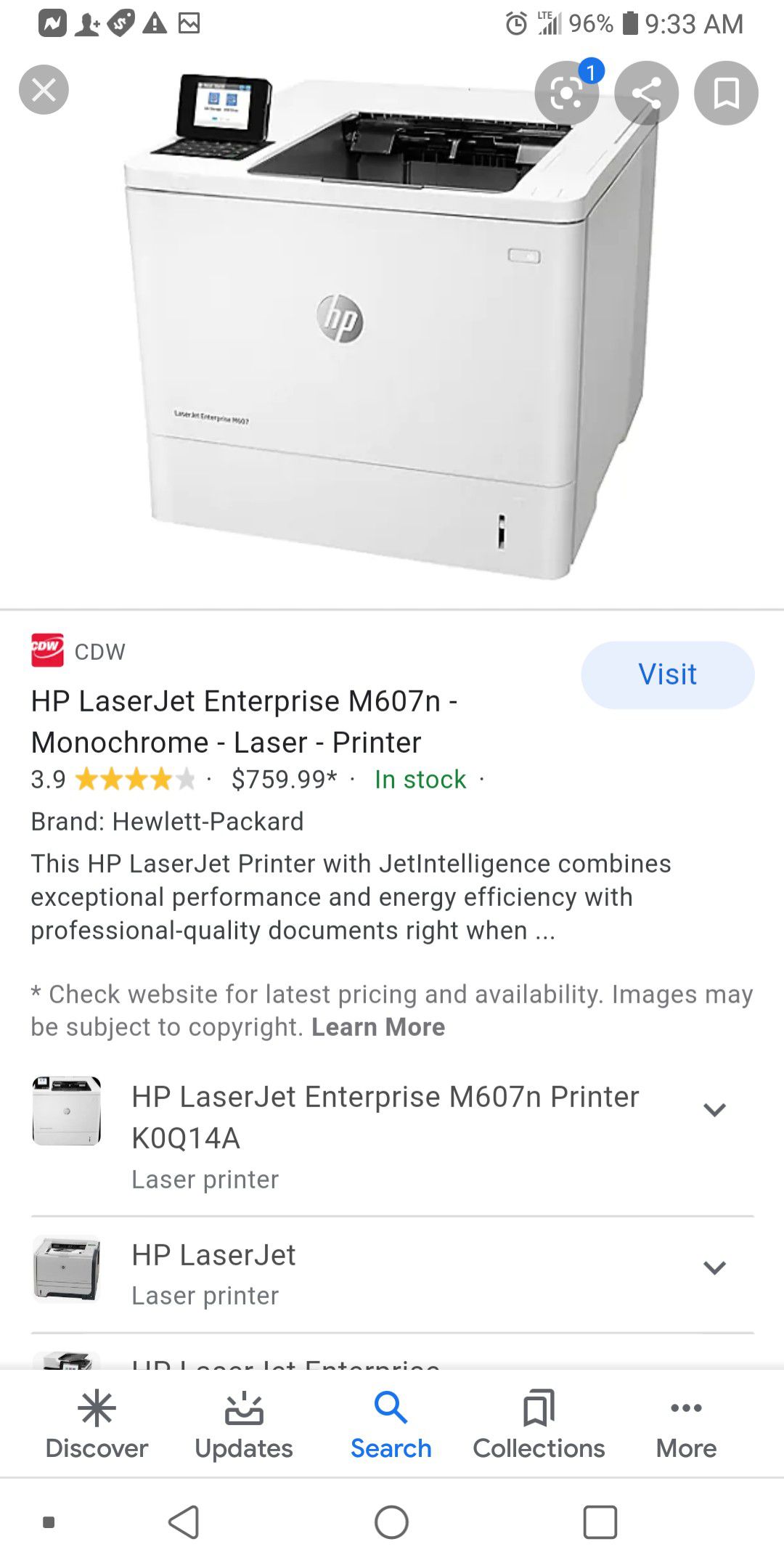 I have a new LaserJet Enterprise HP printer m607