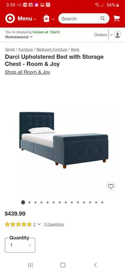 New in box twin bed frame with storage mattress not included