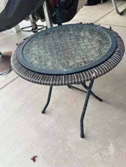 FREE Folding small glass and wicker table