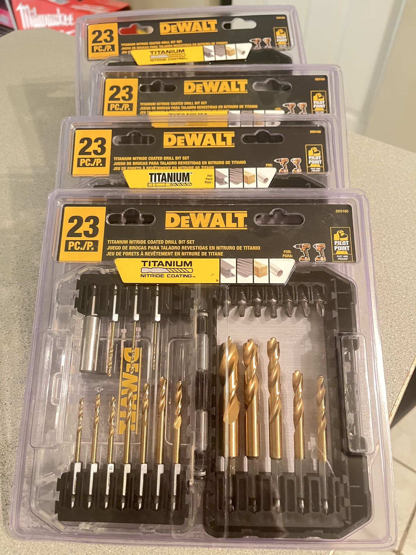 Dewalt New Titanium Coated Drill Bits 23pc Set $15each Or $50 For All Of Them